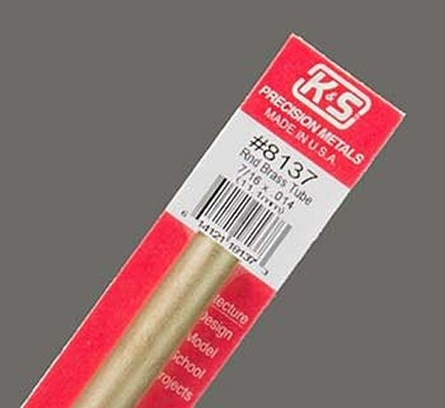 K&S Precision Metals #8137 Round Brass Tube 7/16" x 12" Carded NIB