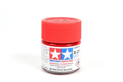 Tamiya Acrylic X-27 Clear Red Mini Bottle 10mL (1/3oz)