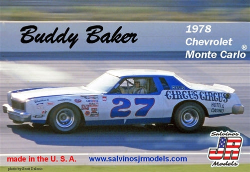 Salvinos JR Models BBMC1978O Buddy Baker 1978 Chevrolet Monte Carlo 1/25 Plastic Model Kit NIB