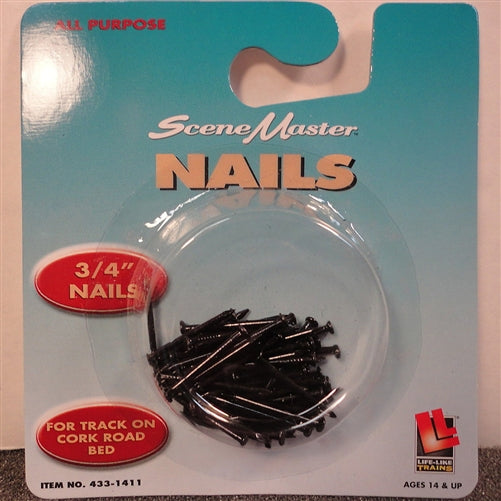 Life Like SceneMaster 433-1411 HO 3/4" Track Nails For Cork 20-Gram Package NIB