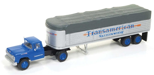 Classic Metal Works - Mini Metals 31170 HO 1960 Ford Tractor w/ Covered Wagon Trailer Transamerican Trucking Assembled NIB