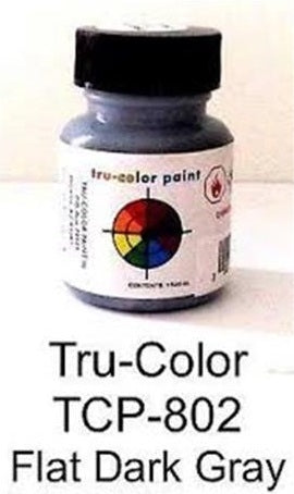 Tru-Color TCP-802 Flat Dark Gray Paint Bottle 1oz NIB