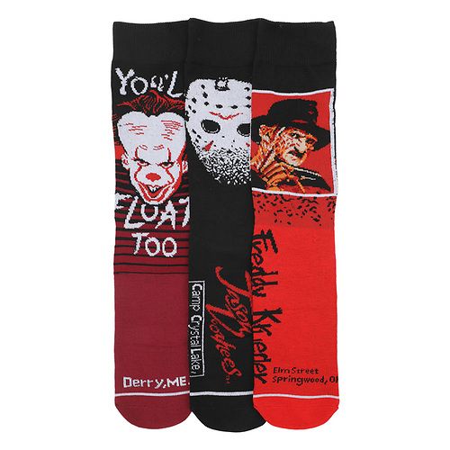 Horror 3pk Crew Socks with Retro TV Packaging