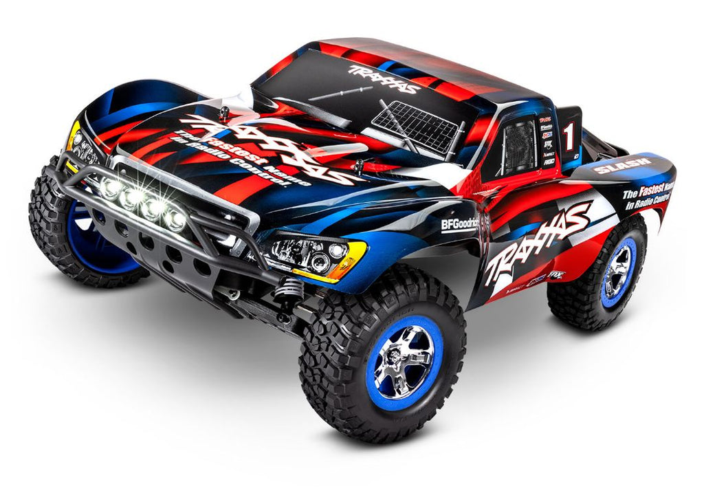 Traxxas Slash 2WD 1/10 RTR Electric Short Course Truck Red/Blue, LED Lights, Brushed w/battery & charger