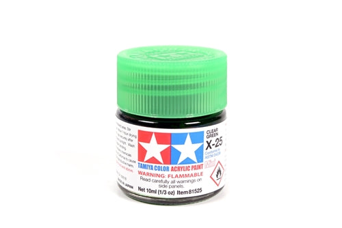 Tamiya Acrylic X-25 Clear Green Mini Bottle 10ml (1/3oz)