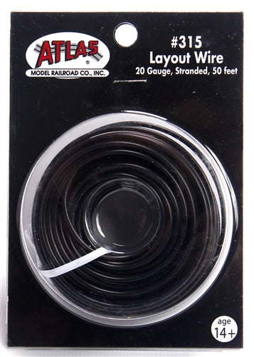 Atlas Layout Wire 20 Gauge Stranded 50' (15.2m) Black