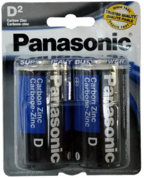 Panasonic UM-1NPA/2B Super Heavy Duty Power Carbon Zinc Battery D Pkg of 2 NIB