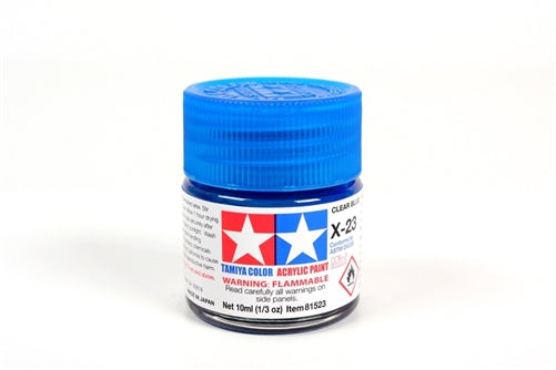 Tamiya Acrylic X-23 Clear Blue Mini Bottle 10mL (1/3oz)