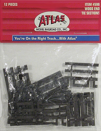 Atlas 598 HO Code 83 Flex-Track End Ties Brown Wood End Tie Sections 12 Pieces NIB