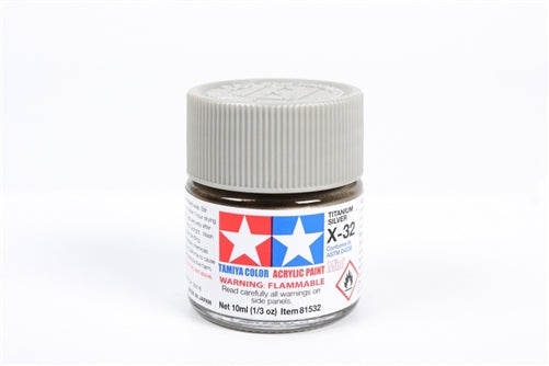 Tamiya Acrylic X-32 Titanium Silver Mini Bottle 10mL (1/3oz)