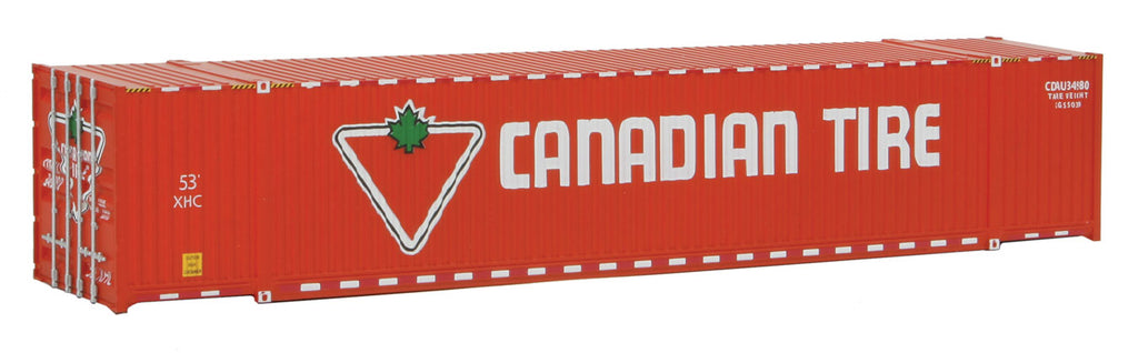 Walthers SceneMaster HO 53' Singamas Corrugated-Side Container Canadian Tire CDAU #34980 Red White Green Red/White Upper/Lower Sill Stripes