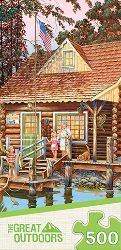 Great Outdoors - Cabin with American Flag Outside 500pc Puzzle