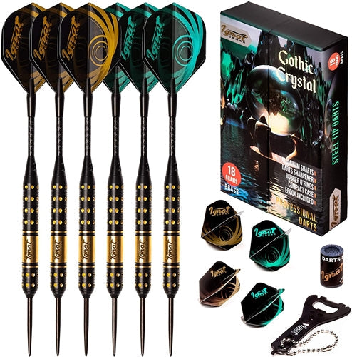 Ignat Games Gothic Crystal 18g Steel Tip Professional Darts Set NIB