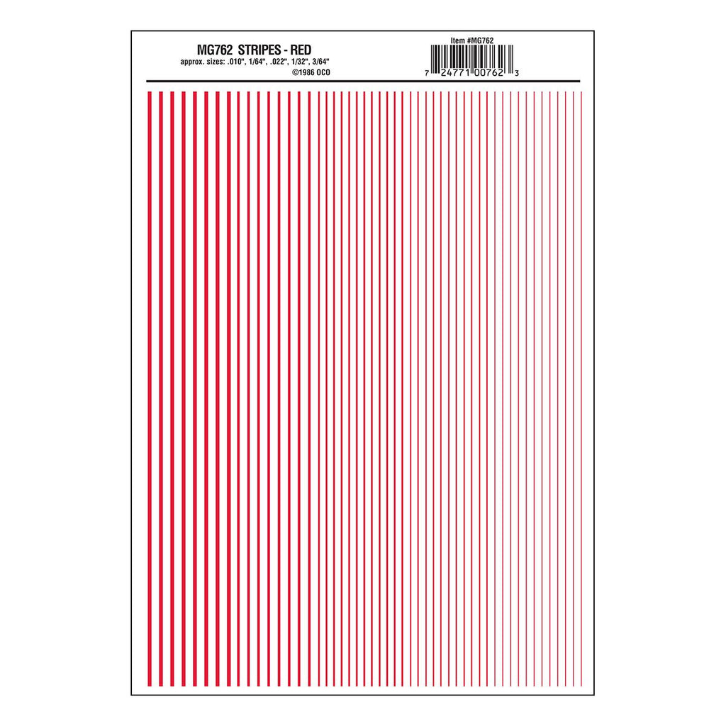 Woodland Scenics Model Graphics MG762 HO Dry Transfer Decals Stripes Red NIB