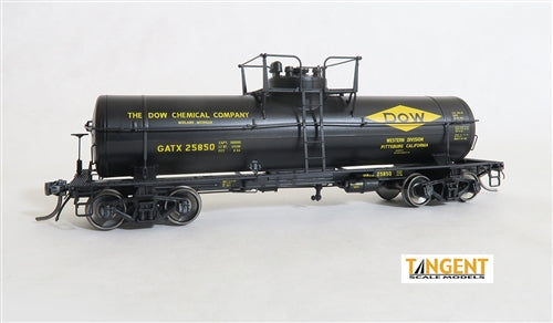 Tangent Scale Models 22061-01 HO General American Transportation Corporation GATC 1952-design 8000 Gallon Welded Tank Car DOW Chemicals GATX #25850 "Pittsburg CA 1964+" Black Yellow DOW Diamond Graphics NIB RTR