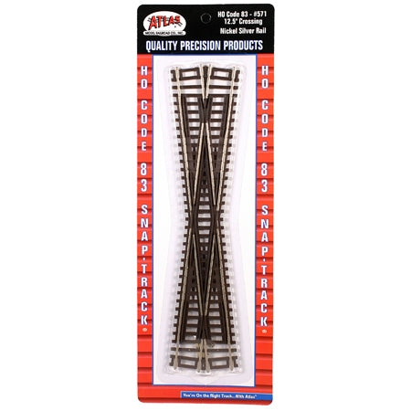 Atlas 571 HO Code 83 Crossing 12-1/2 Degrees Brown Ties Nickel Silver Pkg of 6 NIB