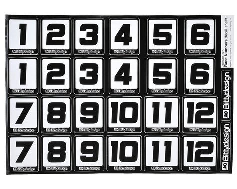 Bittydesign BDYRNDS-2415 Race Number Decal Sheet (34x24cm) NIB