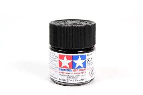 Tamiya Acrylic X-1 Black Mini Bottle 10mL (1/3oz)