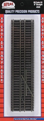 Atlas 520 HO Code 83 Snap Track Straight Sections 9" (22.9cm) Pkg of 6 NIB