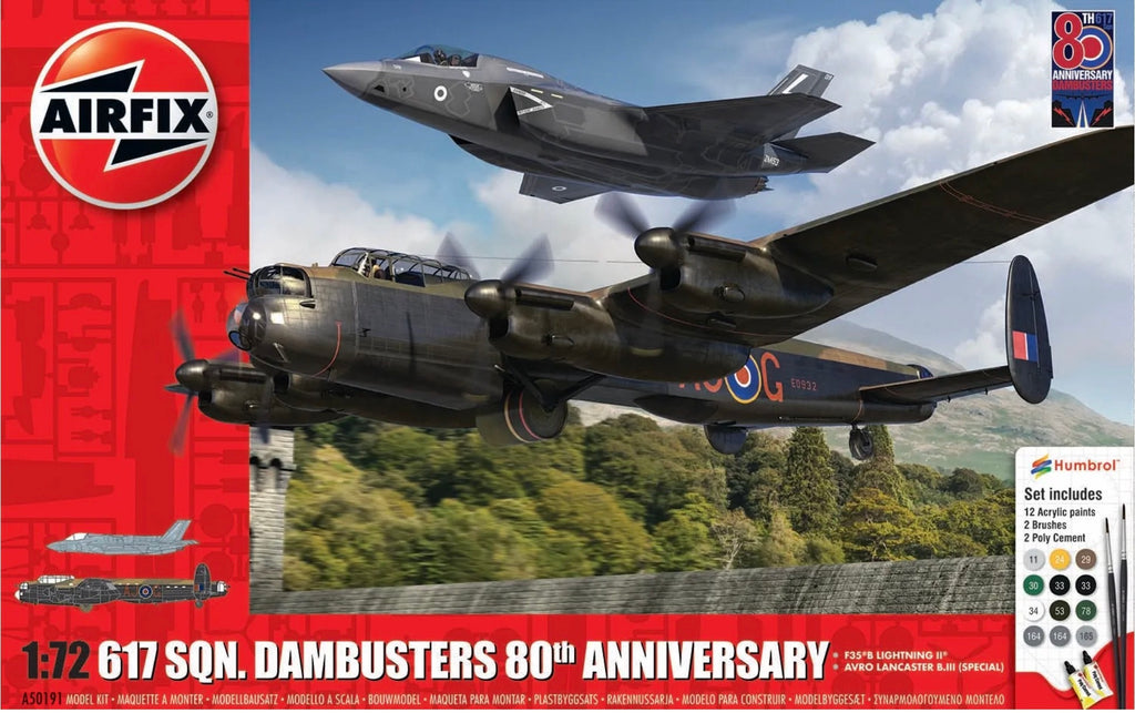 Airfix 617 Squadron Dambusters 80th Anniversary 1:72 Plastic Model Kit Gift Set