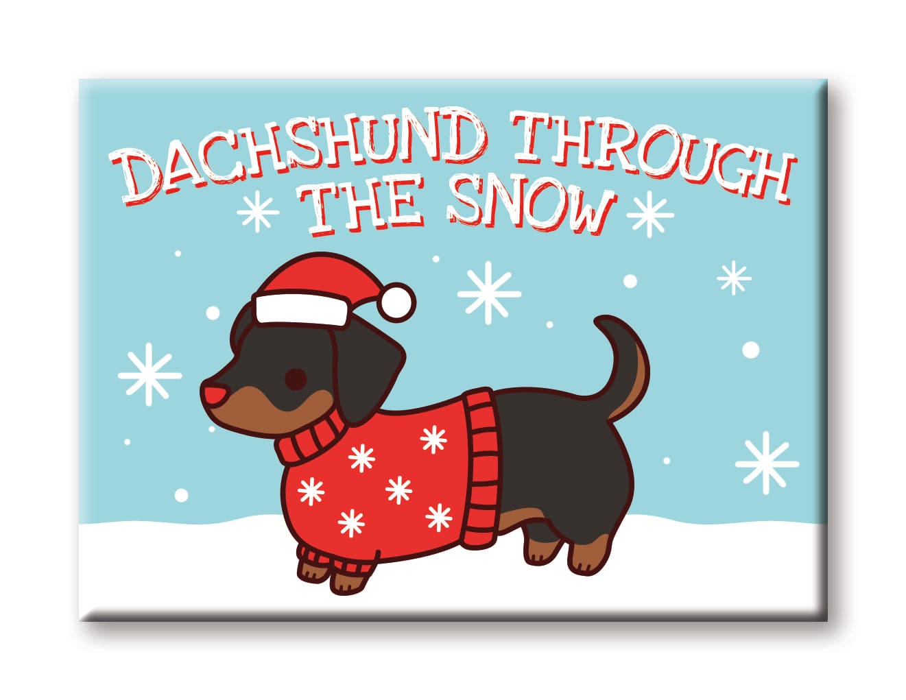 Christmas Dachshund Through the Snow Magnet