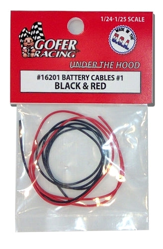 Gofer Racing 16201 Battery Cables Black & Red 1/24 NIB