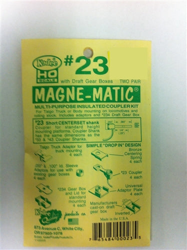 Kadee #23 HO Magne-Matic Multi-Purpose Insulated Coupler Kit Short 1/4" Centerset w/#213 & #234 Draft Gear Box & Talgo Truck Adaptors 2 Pair