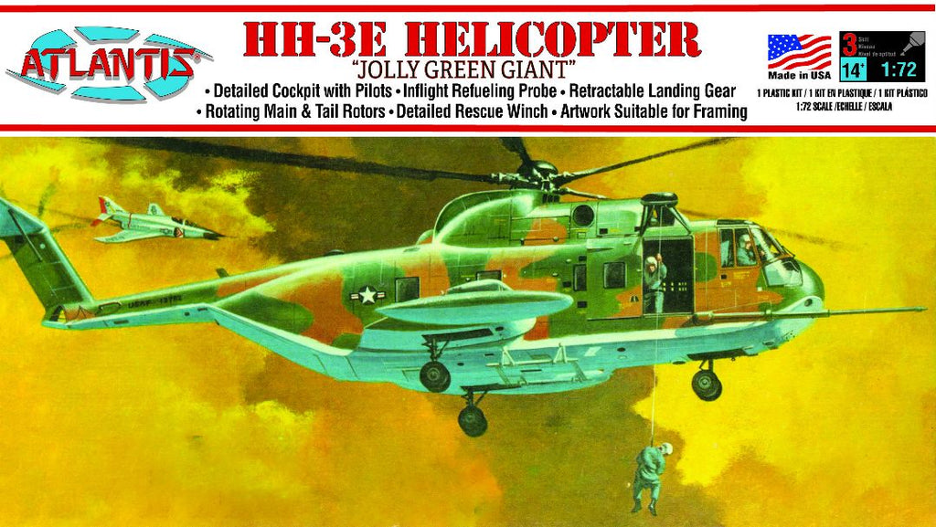 Atlantis HH-3E "Jolly Green Giant" Helicopter 1:72 Plastic Model Kit