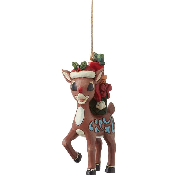 Rudolph with Stacked Presents Jim Shore Ornament