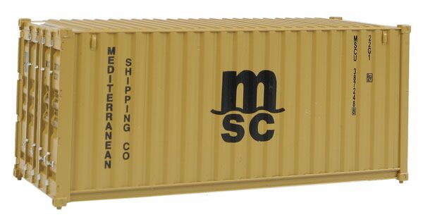 Walthers HO 20' Corrugated Container - Mediterranean Shipping Co. (MSC) (brown)