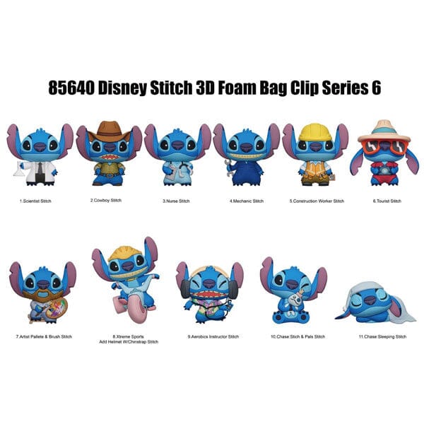 Disney Stitch Series 6 Mystery 3D Foam Bag Clip