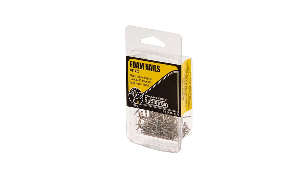 Woodland Scenics ST1432 Foam Nails SubTerrain System 2" (5.1cm) Pkg of 75 NIB