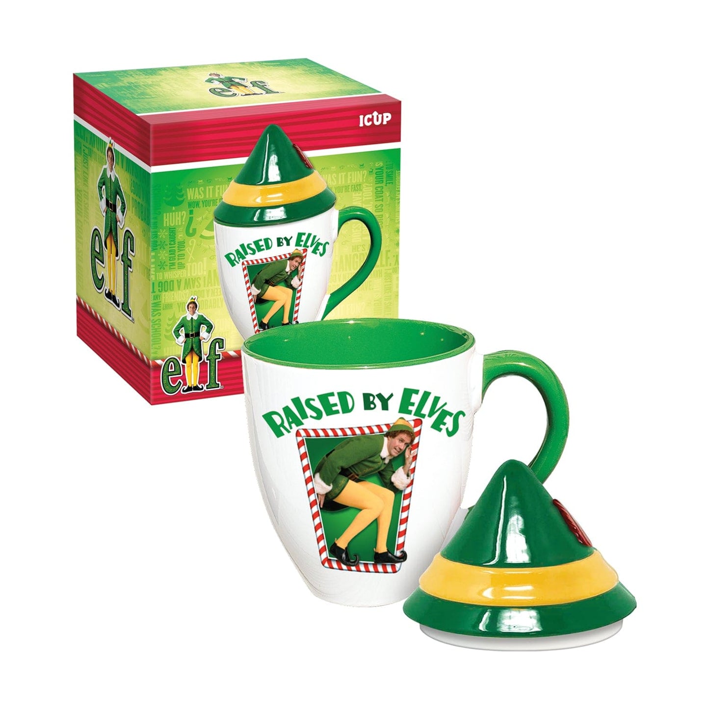 Elf "Raised by Elves" Bistro Mug with Lid (16oz)