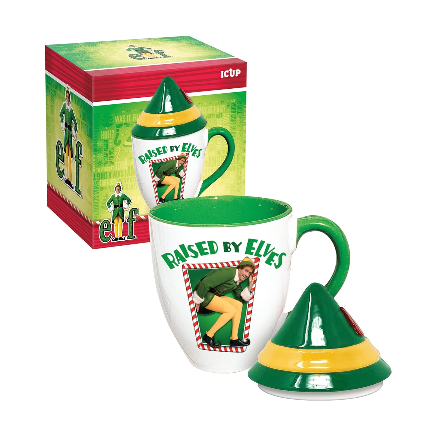 Elf "Raised by Elves" Bistro Mug with Lid (16oz)