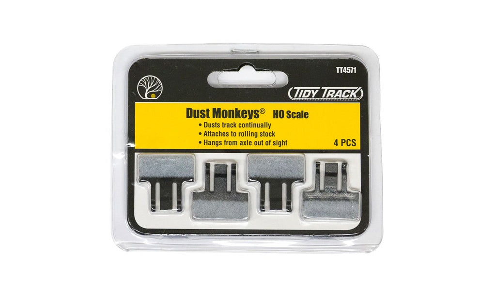 Woodland Scenics TT4571 Tidy Track Dust Monkeys Axle-Mounted Track Cleaner Pads Pkg of 4 NIB