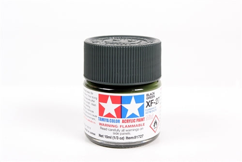 Tamiya Acrylic XF-27 Flat Black Green Mini Bottle 10mL (1/3oz)