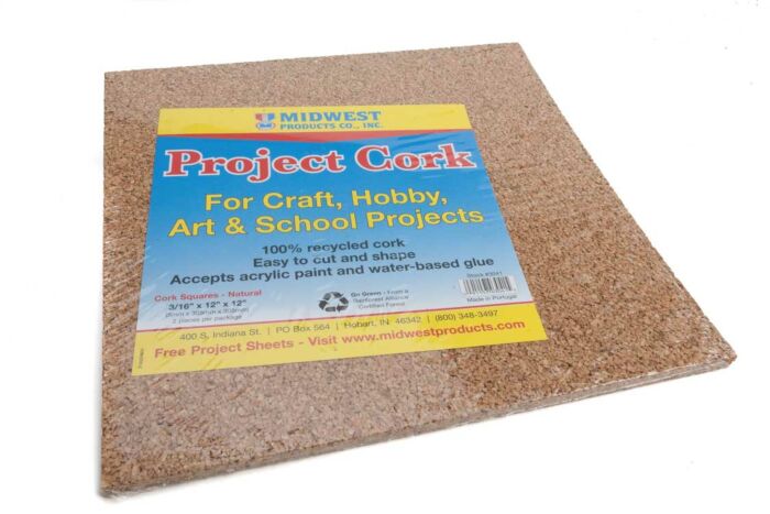 Cork Sheet pkg(2) -- 12 x 12 x 3/16" 30.5 x 30.5 x .5cm