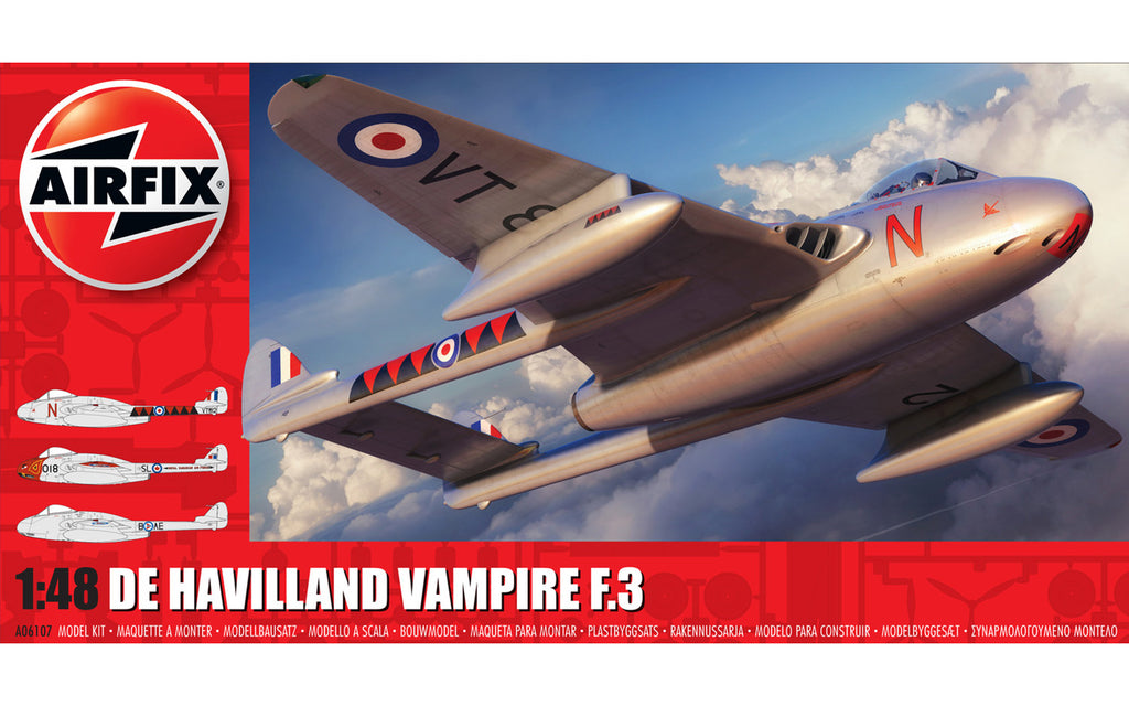 Airfix De Havilland Vampire T.3 1/48 Scale Plastic Model Kit