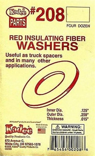 Kadee #208 Insulating Fiber Washers .015" (.04cm) Thick Red Pkg of 48