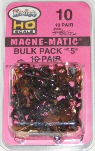 Kadee 10 HO Magne-Matic Bulk Pack #5 10 Pair Standard Head Metal Standard Shank Couplers Medium Centerset Shank No Draft Gear Boxes