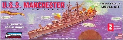 Lindberg 70861 U.S.S. Manchester Light Cruiser 1/600 Scale Plastic Model Kit NIB