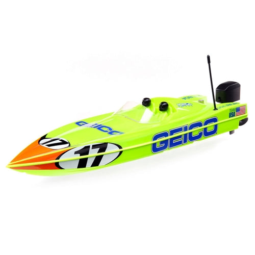 Pro Boat GEICO 17" Power Boat Racer Self-Righting Deep-V RC Boat- Green RTR