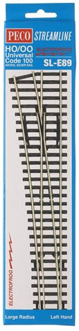 Peco Streamline SL-89 HO / OO Universal Code 100 Nickel Silver Rail Insulfrog Large Radius Left Hand Turnout Switch