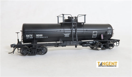 Tangent Scale Models 22120-02 HO GATC 1957-Design 8000 Gallon Welded General Service Tank Car General American Transportation Corporation GATC GATX #80178 "Black Lease 12-1974+" NIB RTR