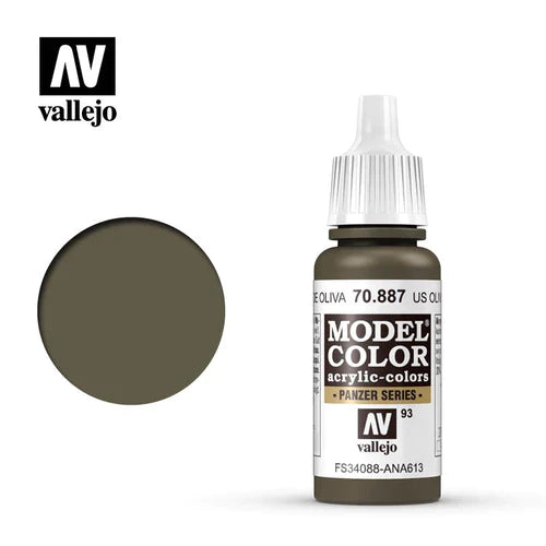 Vallejo 70887 Model Color US Olive Drab Acrylic Paint 17mL NIB