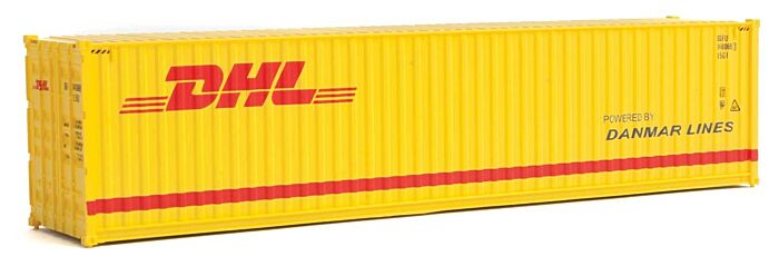 Walthers HO 40' Hi-Cube Corrugated-Side Container - DHL (yellow, red)