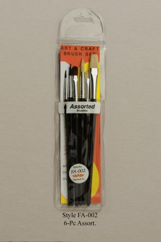 Atlas Brush Company No. FA-002 Assorted Brushes China Bristle/Camel Set of 5