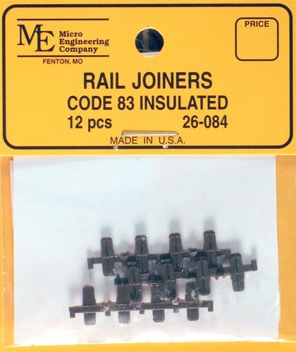 Micro Engineering 26-084 HO Code 83 Insulated Rail Joiners Pkg of 12 NIB