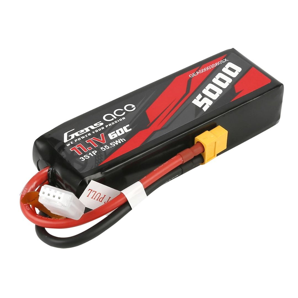 Gens Ace 5000mAH 3S1P 11.1V 60C LiPo Battery XT60 Soft Case 139x42.8x32mm