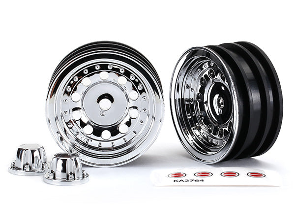 Traxxas 8175 Wheels 1.9" Chrome (2) Center Caps (2) Decal Sheet (Requires #8255A Extended Stub Axle) NIB